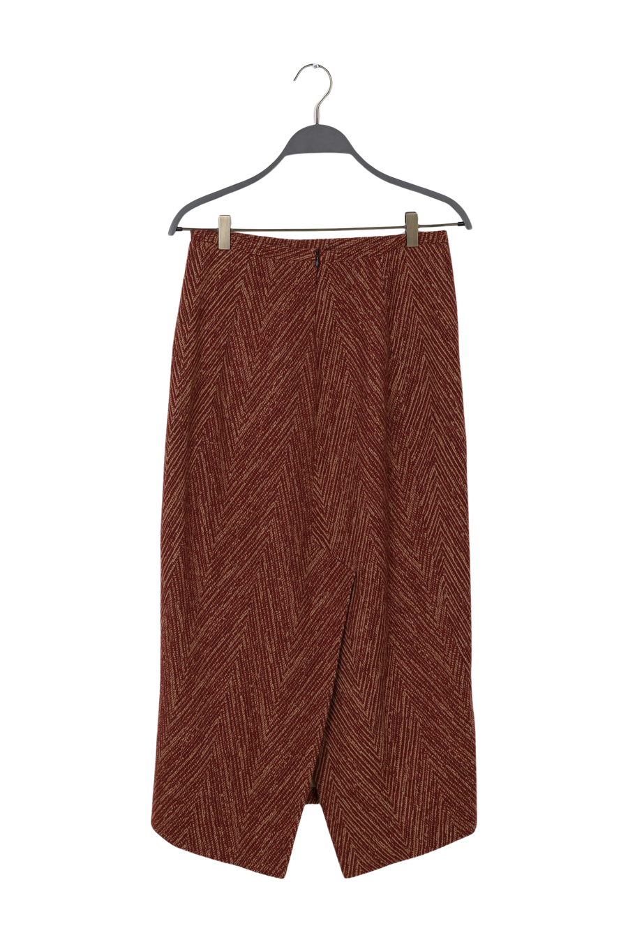 PreLoved Luzie - Herringbone long skirt I Burgundy combo - S