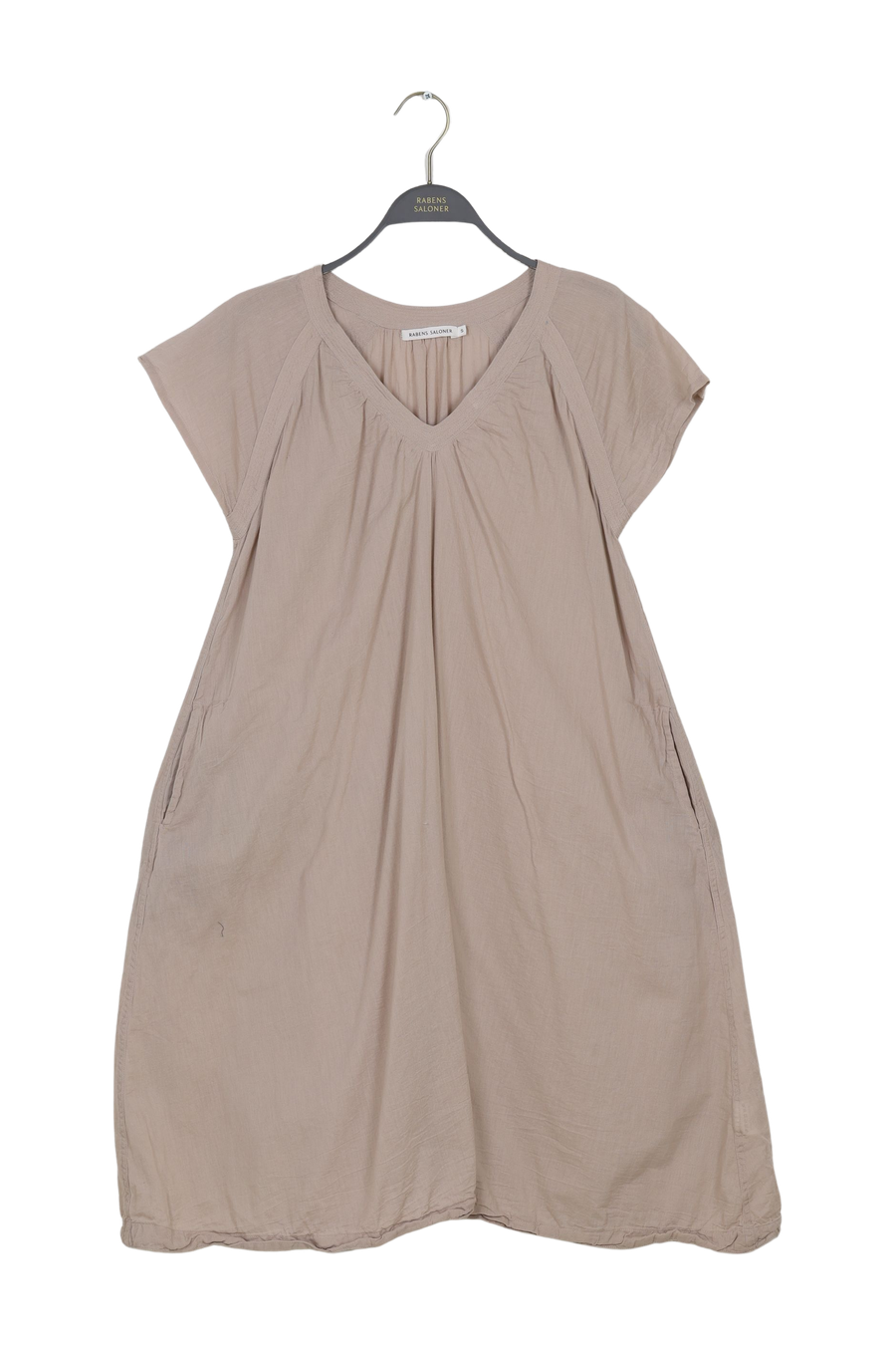 PreLoved Divine - Cotton V-neck short dress I Caramel - S Caramel S 1 - Rabens Saloner - DK