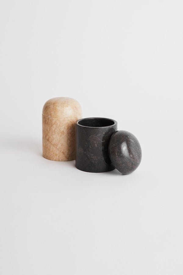 Small Marble Jar with Lid - 13x8,5 cm I Dark Grey 1 - Rabens Saloner - DK
