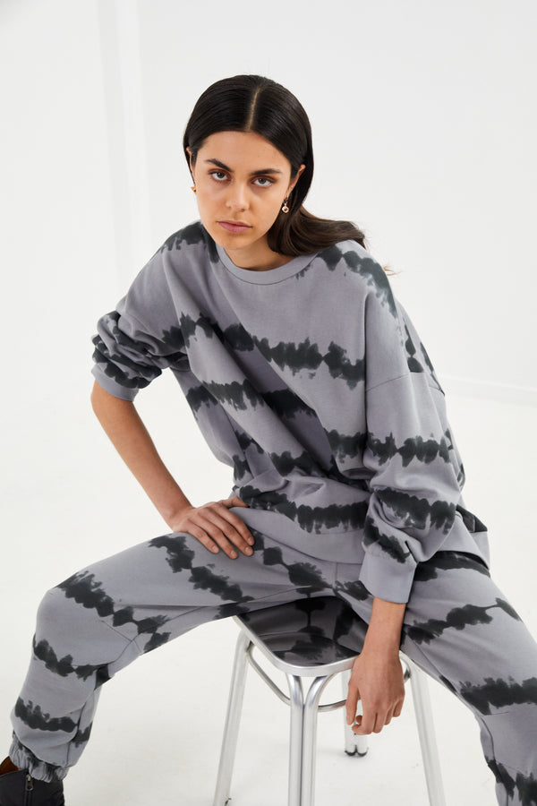 Natalia - Vista print sweatshirt I Grey combo    1 - Rabens Saloner - DK