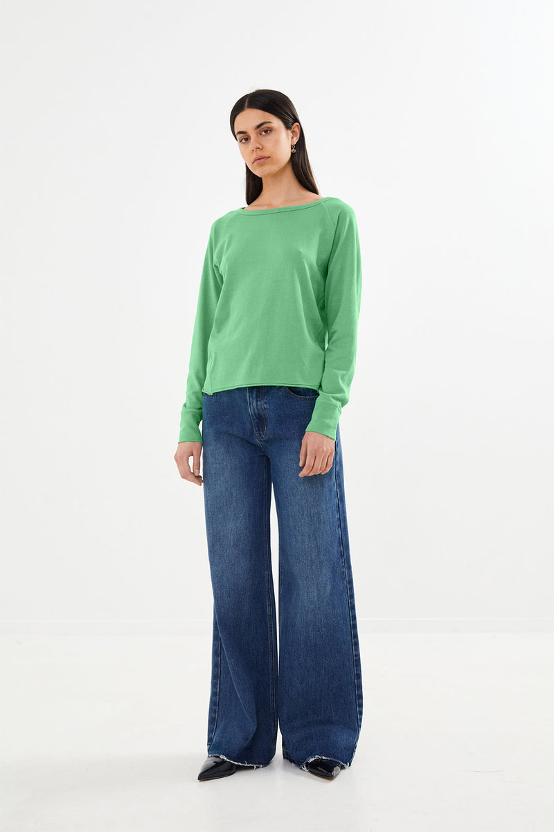 Nemi - Light stretch long sleeve top I Vivid green 2 - Rabens Saloner - DK