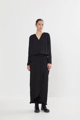 Vera - Solid wrap over dress L/S I Black Black XS 1 - Rabens Saloner - DK