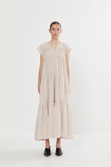 Gisele - Cotton flare long dress I Tea Tea XS  1 - Rabens Saloner - DK