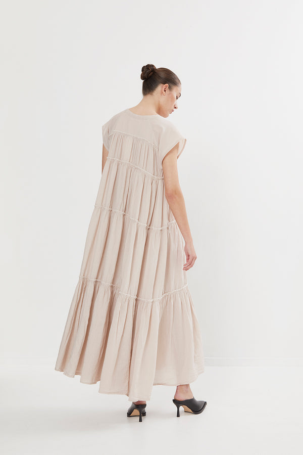 Gisele - Cotton flare long dress I Tea    2 - Rabens Saloner - DK