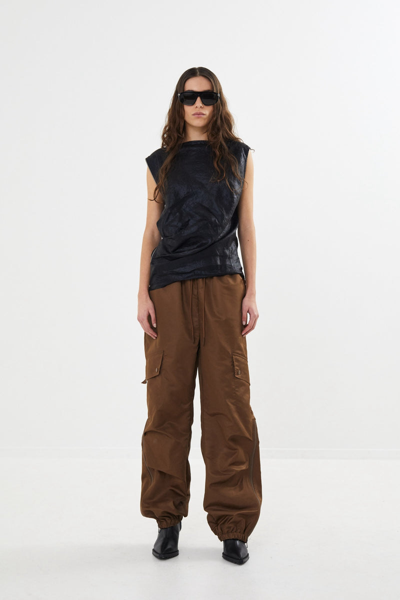 Justa - Nylon pants I Coffee    8 - Rabens Saloner - DK