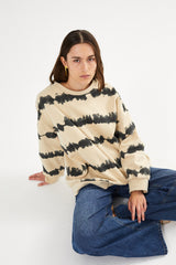 Natalia - Vista print sweatshirt I Oyster combo    1 - Rabens Saloner - DK