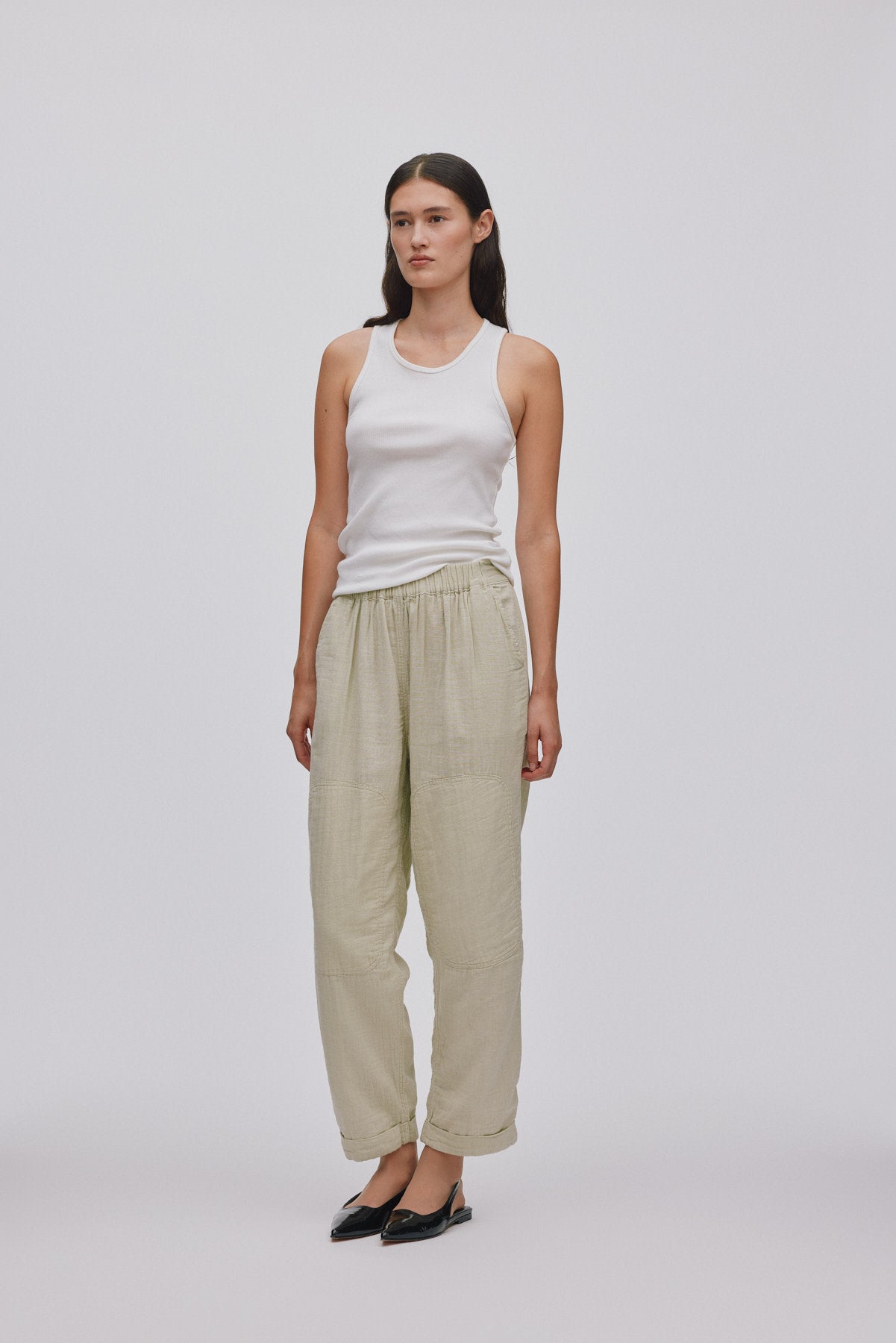 Cotton double knee patch pants - Johanne I Pelican grey 1 - Rabens Saloner - DK