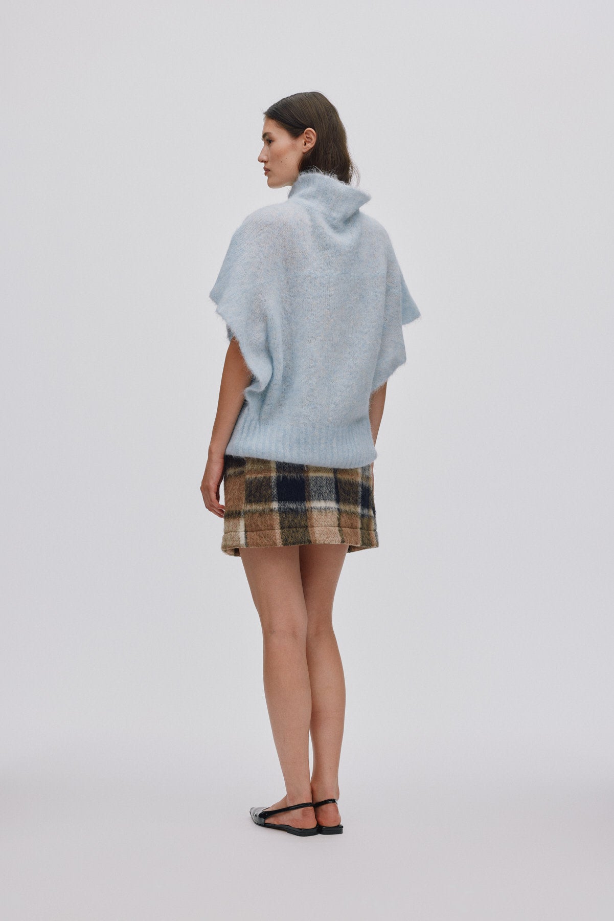 Olympia - Jumbo check short skirt I Brown check 6 - Rabens Saloner - DK