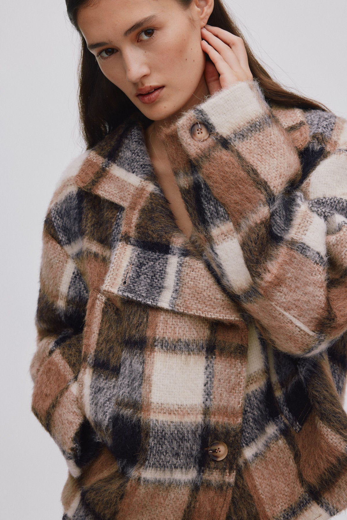 Ehsan - Jumbo check jacket I Brown check 2 - Rabens Saloner - DK