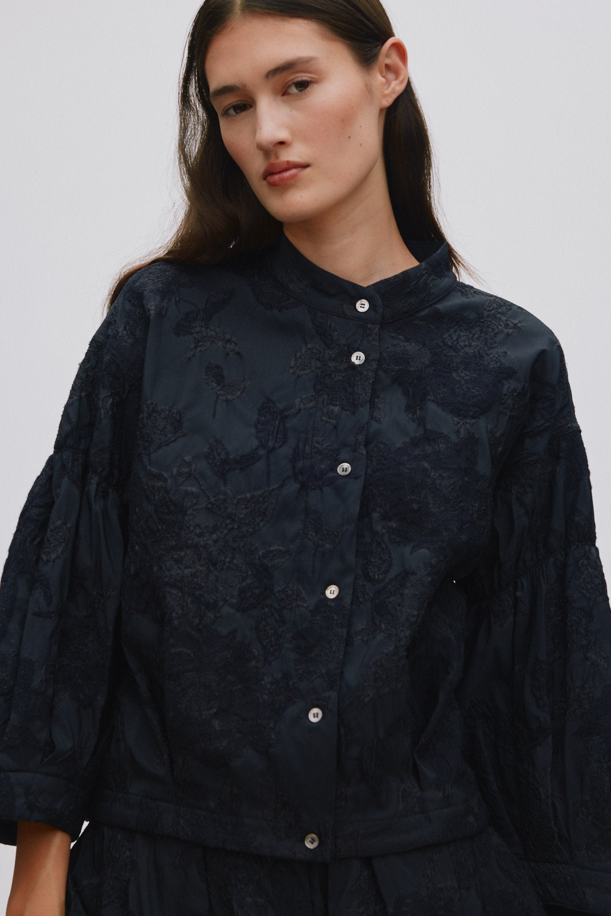 Candie - Clipped jacquard shirt jacket I Viper green 4 - Rabens Saloner - DK