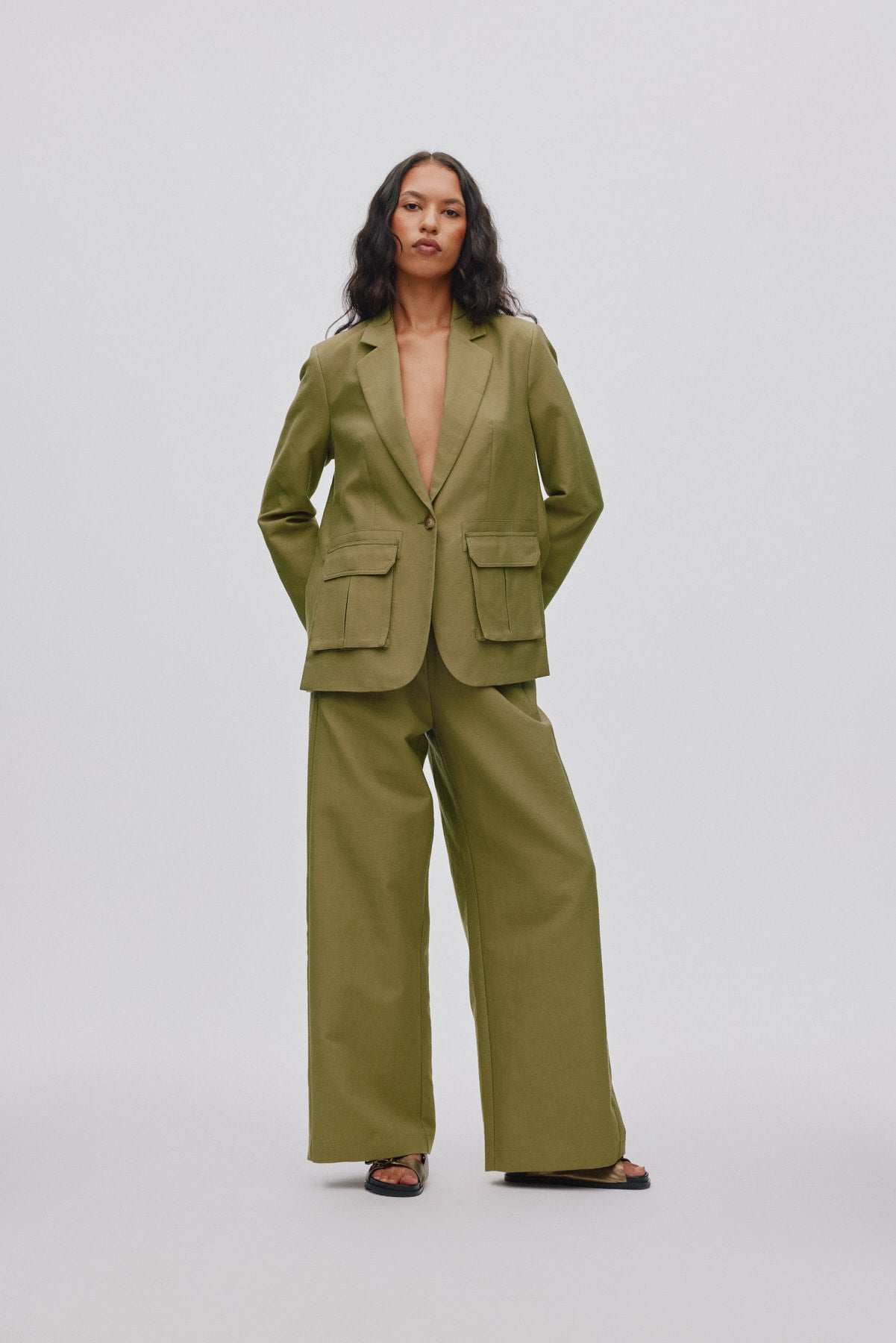 Sabila - Soft tailoring cargo jacket I Pale Khaki 2 - Rabens Saloner - DK