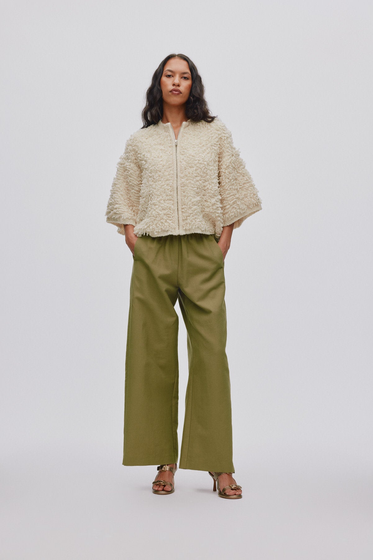 Alice - Shaggy lam knit cardigan I Off white 2 - Rabens Saloner - DK