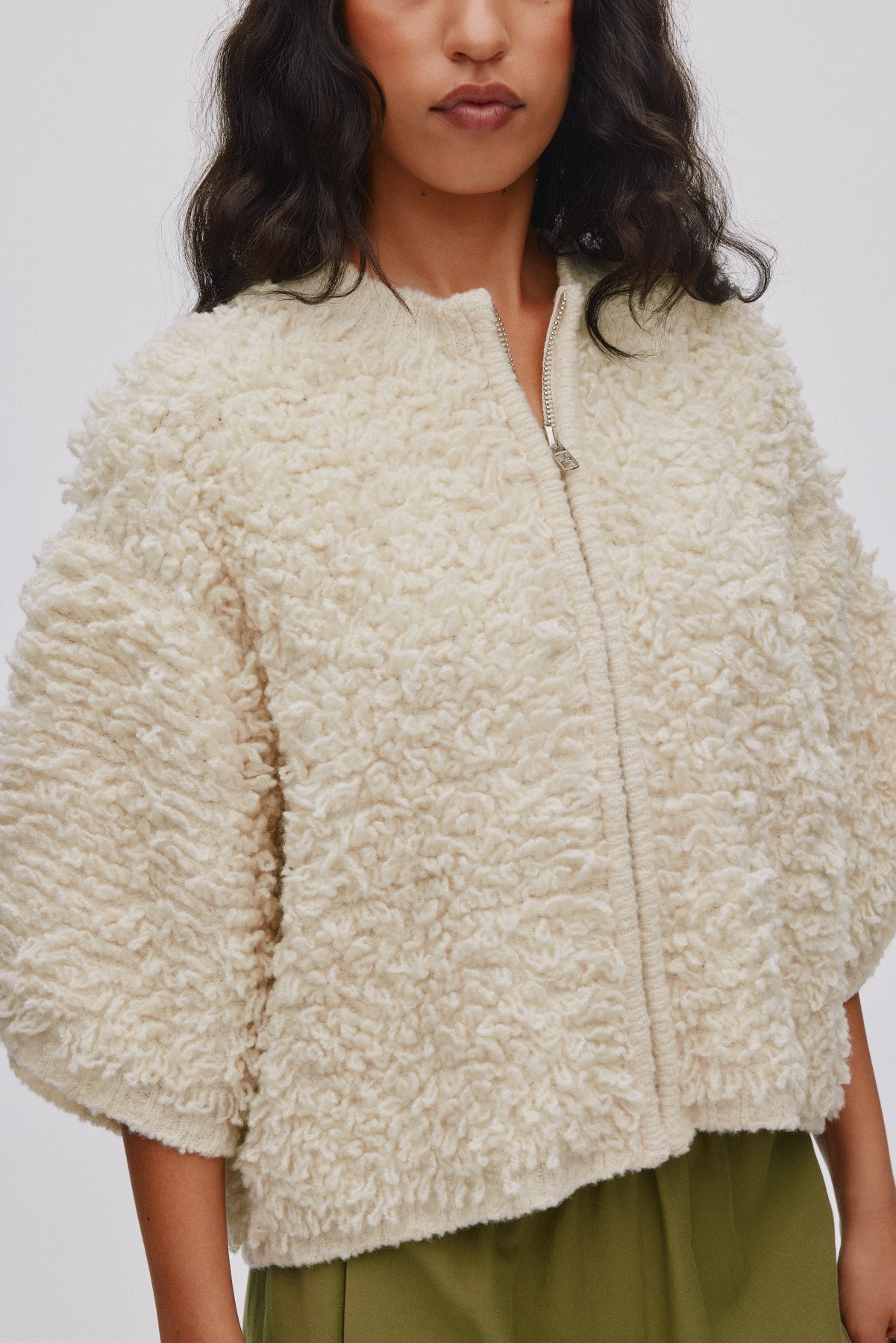 Alice - Shaggy lam knit cardigan I Off white 6 - Rabens Saloner - DK