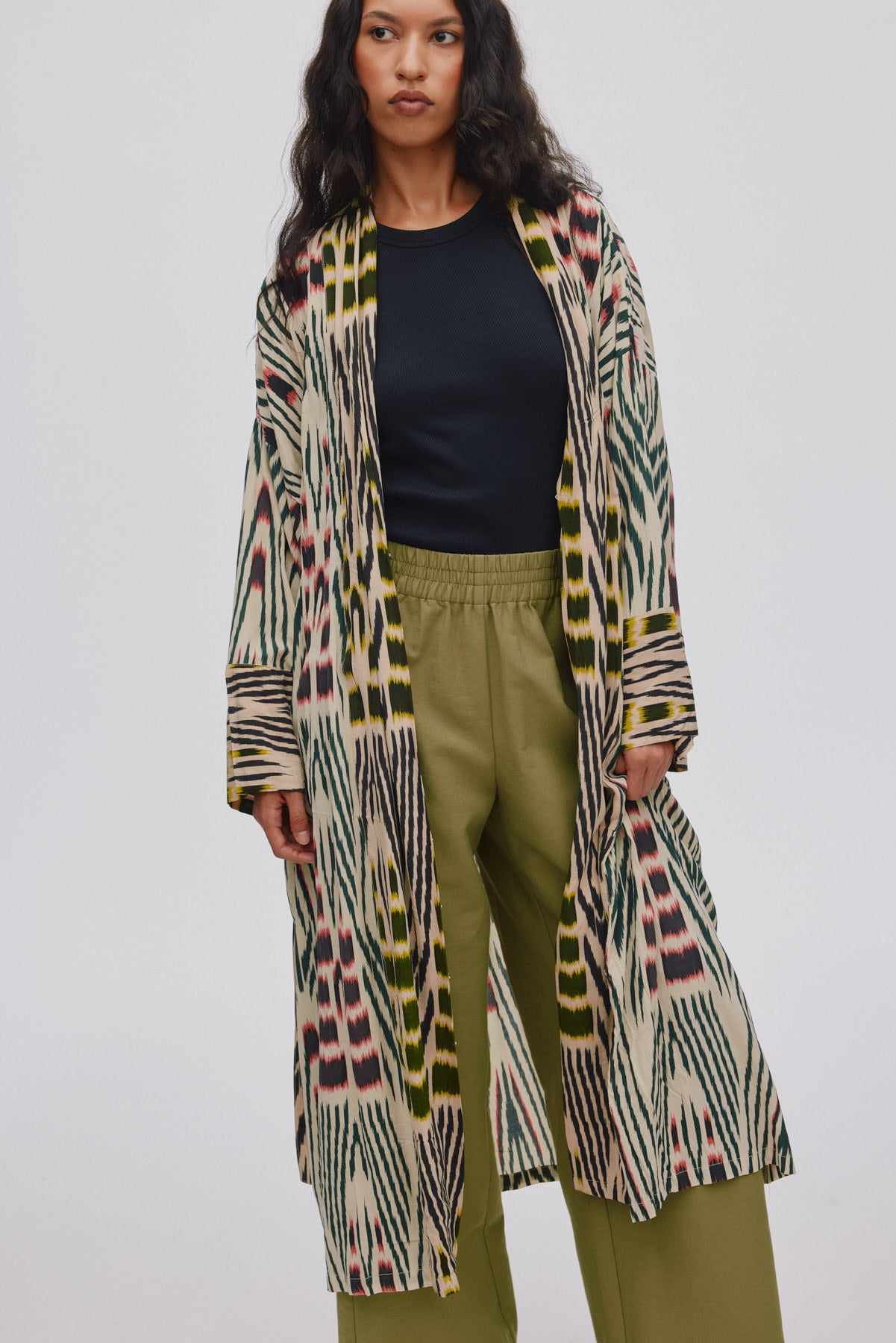 Sunita - Ikat combo robe dress I Forest pink sand & citrus combo 4 - Rabens Saloner - DK