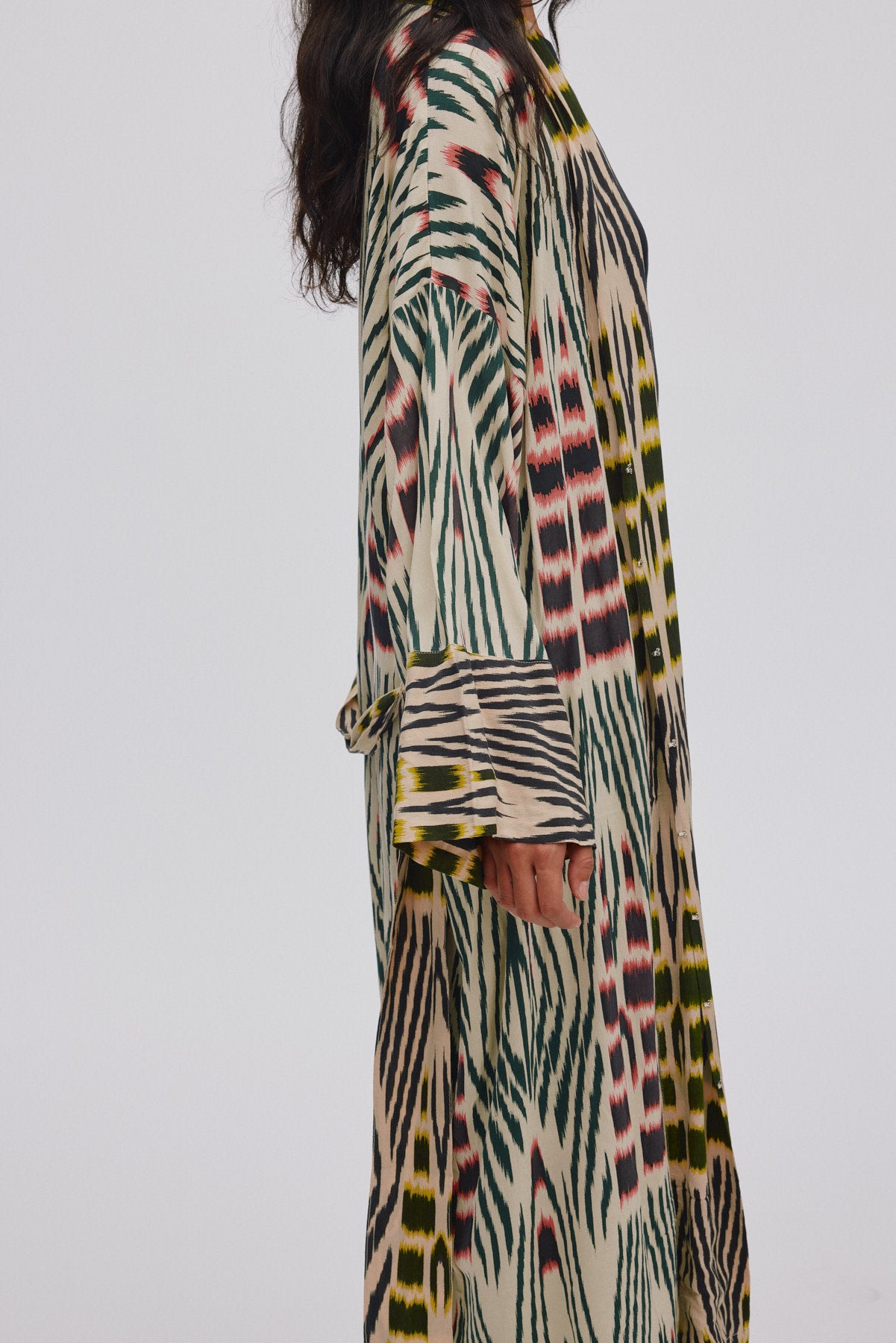 Sunita - Ikat combo robe dress I Forest pink sand & citrus combo 5 - Rabens Saloner - DK