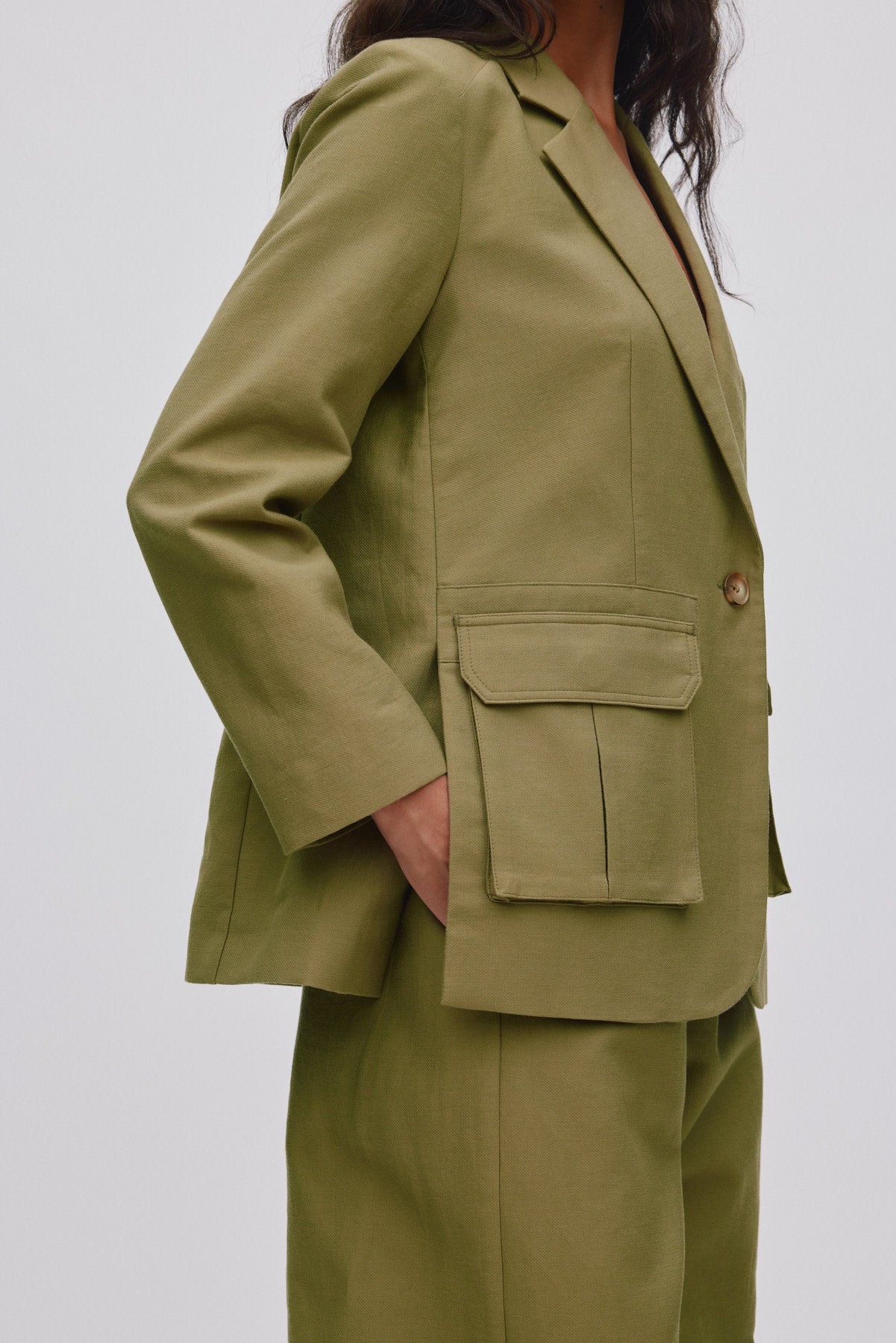 Sabila - Soft tailoring cargo jacket I Pale Khaki 3 - Rabens Saloner - DK