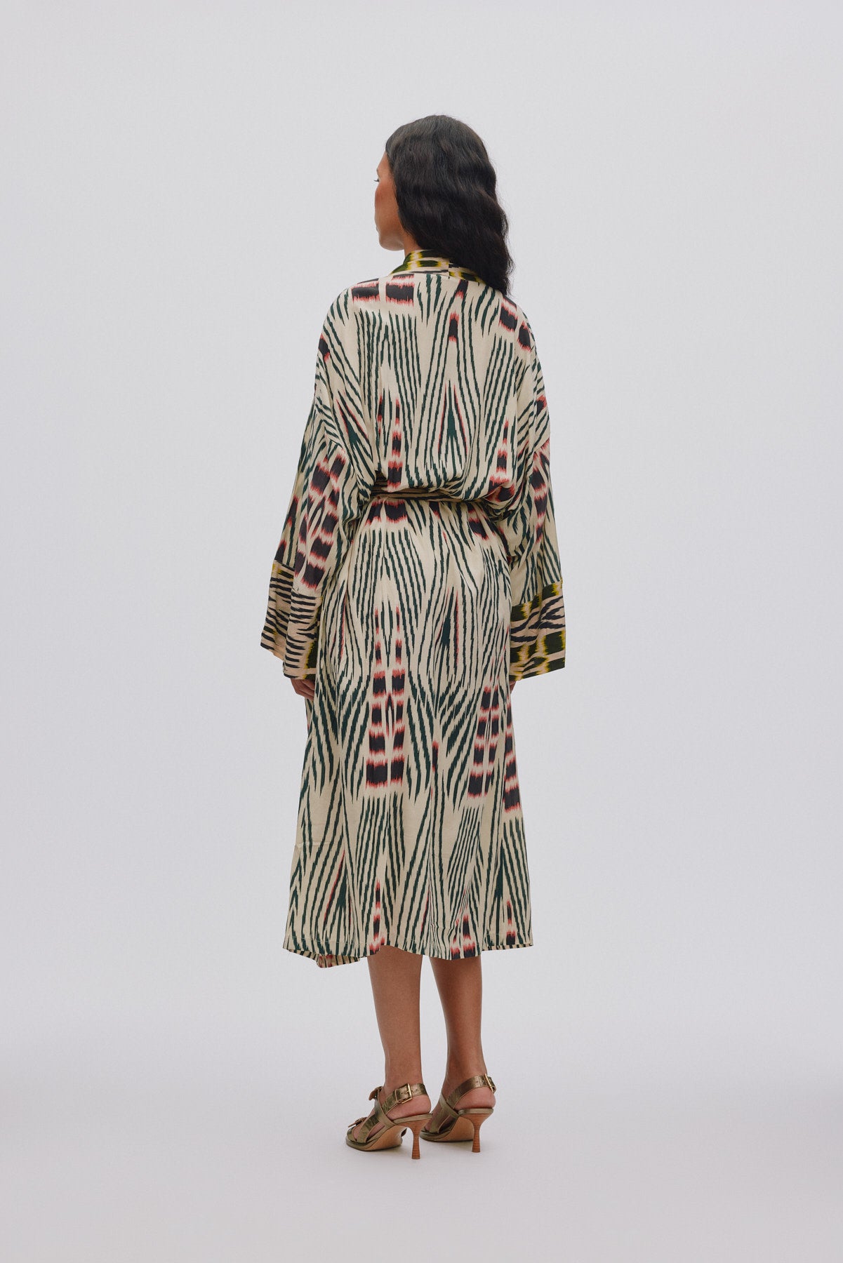 Sunita - Ikat combo robe dress I Forest pink sand & citrus combo 10 - Rabens Saloner - DK