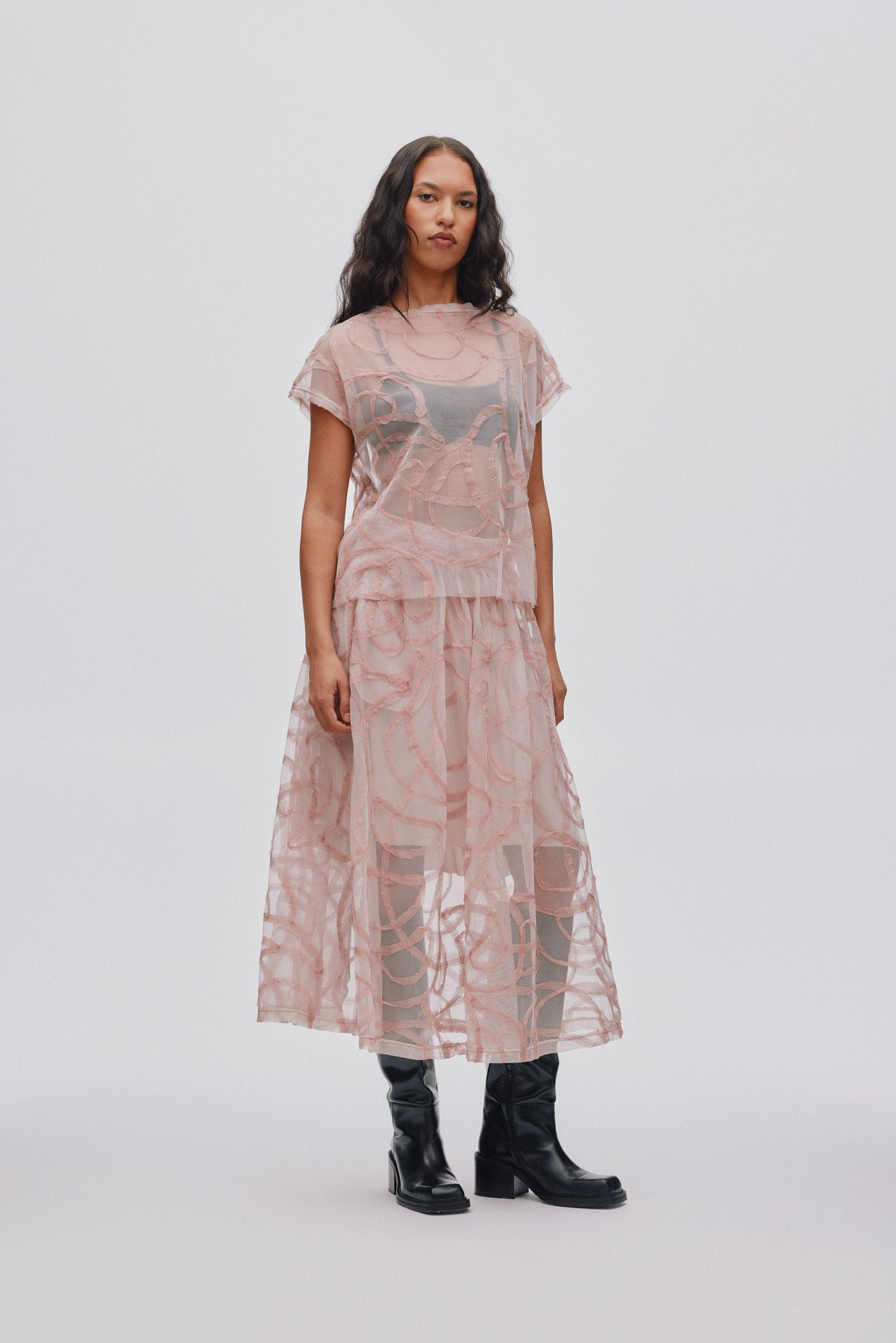 Silke - Scribble full skirt I Blush 3 - Rabens Saloner - DK