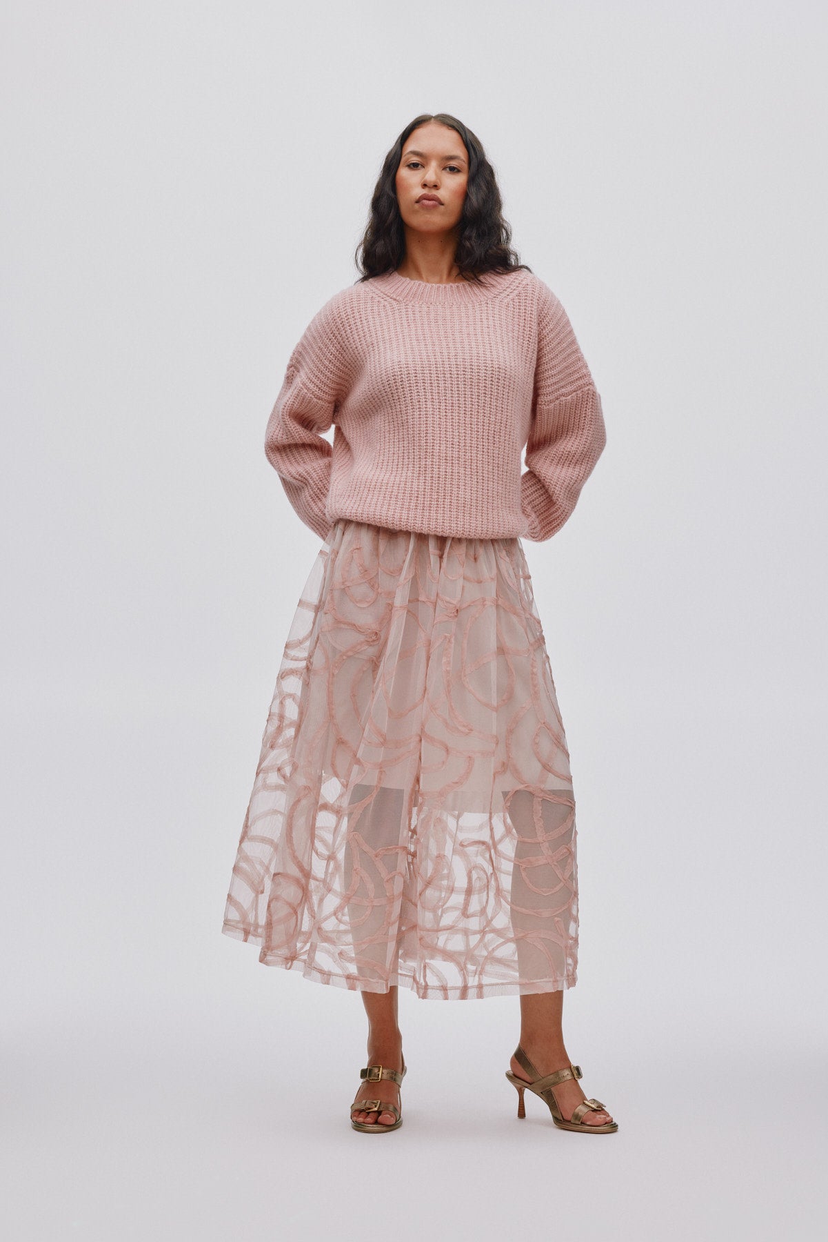 Hifa - Open knit cosy sweater I Pale pink 2 - Rabens Saloner - DK