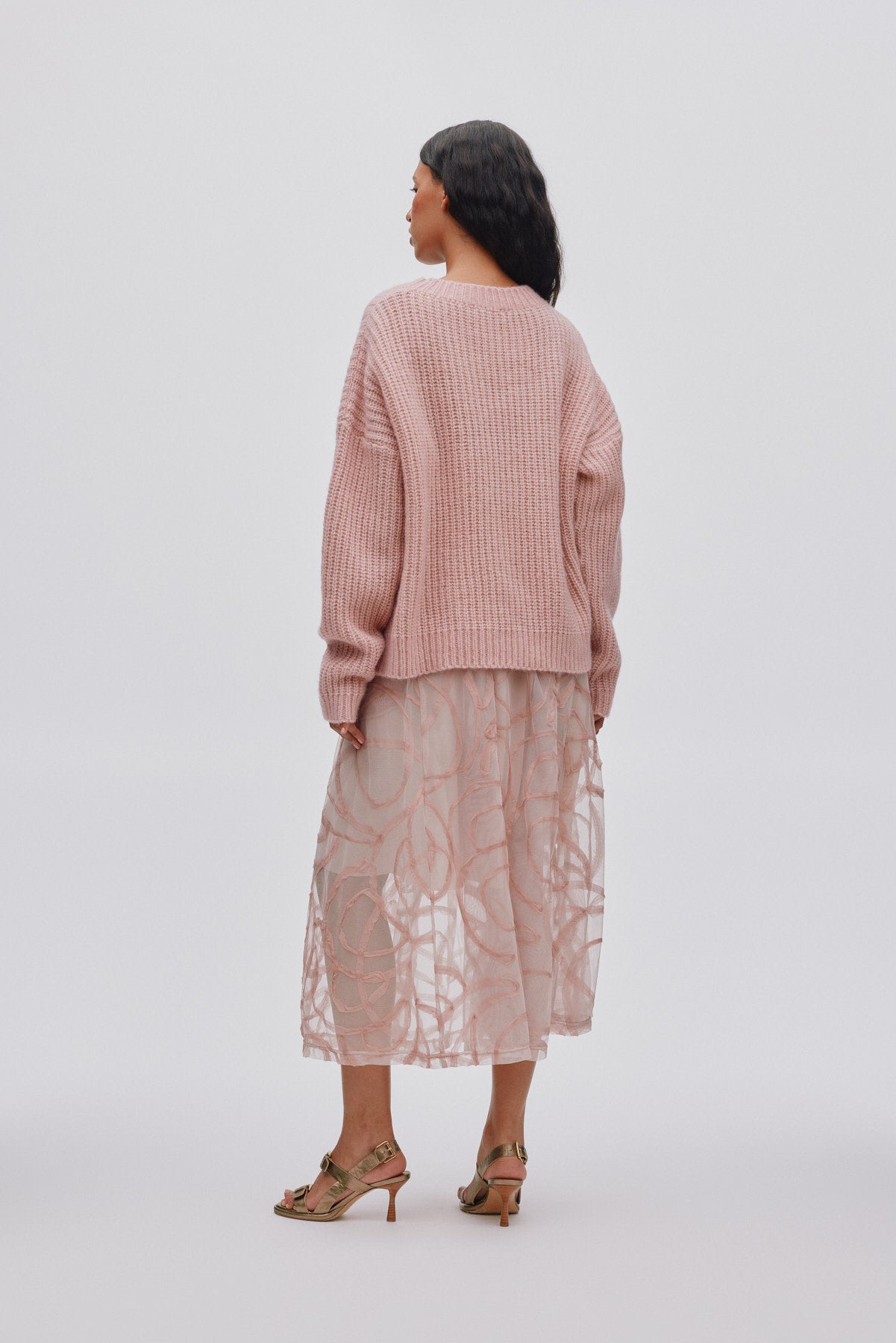 Hifa - Open knit cosy sweater I Pale pink 3 - Rabens Saloner - DK