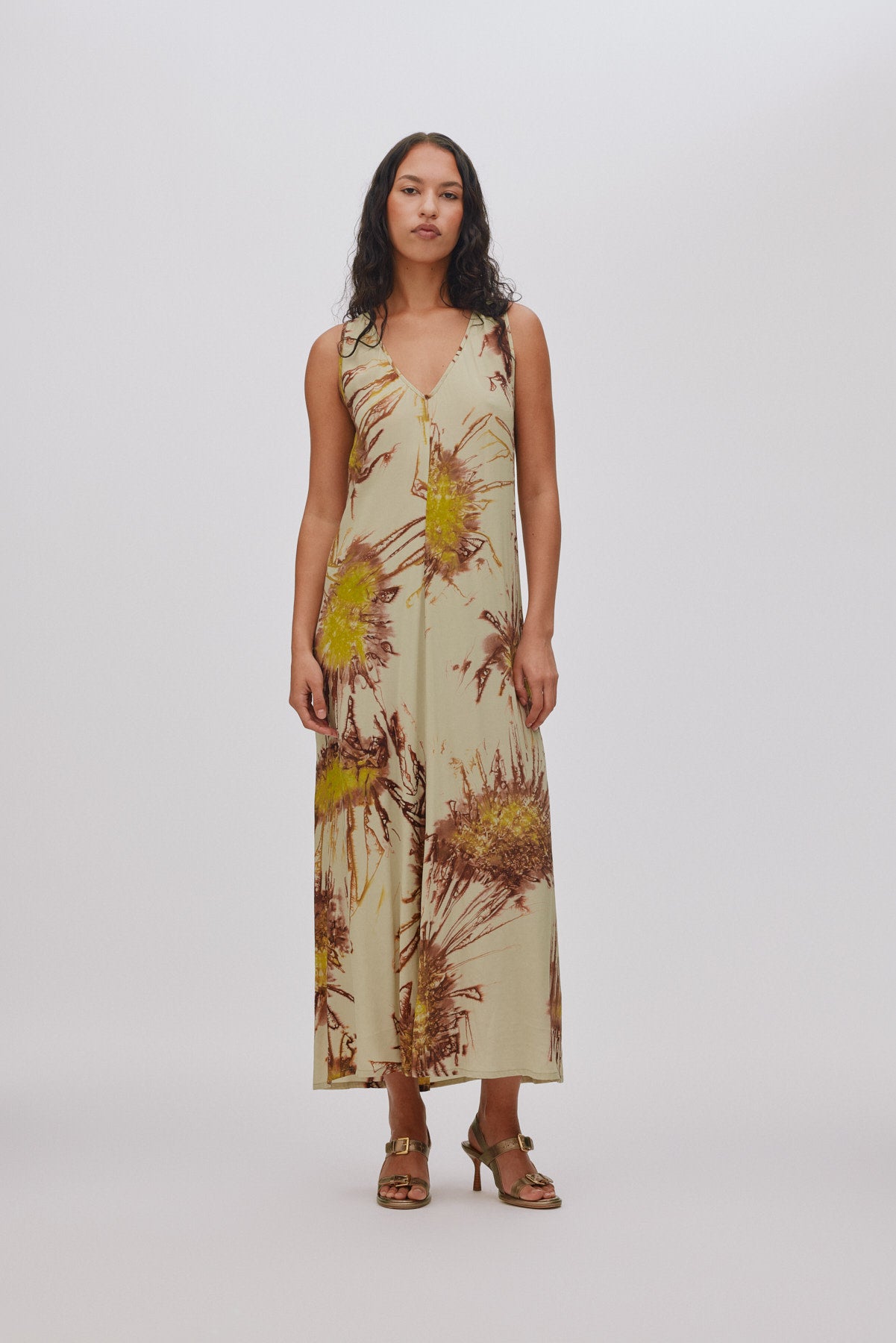 Alpa - Sea urchin long dress I Chartreuse combo 1 - Rabens Saloner - DK