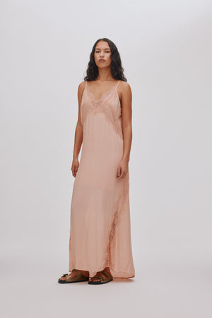 Lilou - Sheer lace panelled dress I Blush 1 - Rabens Saloner - DK