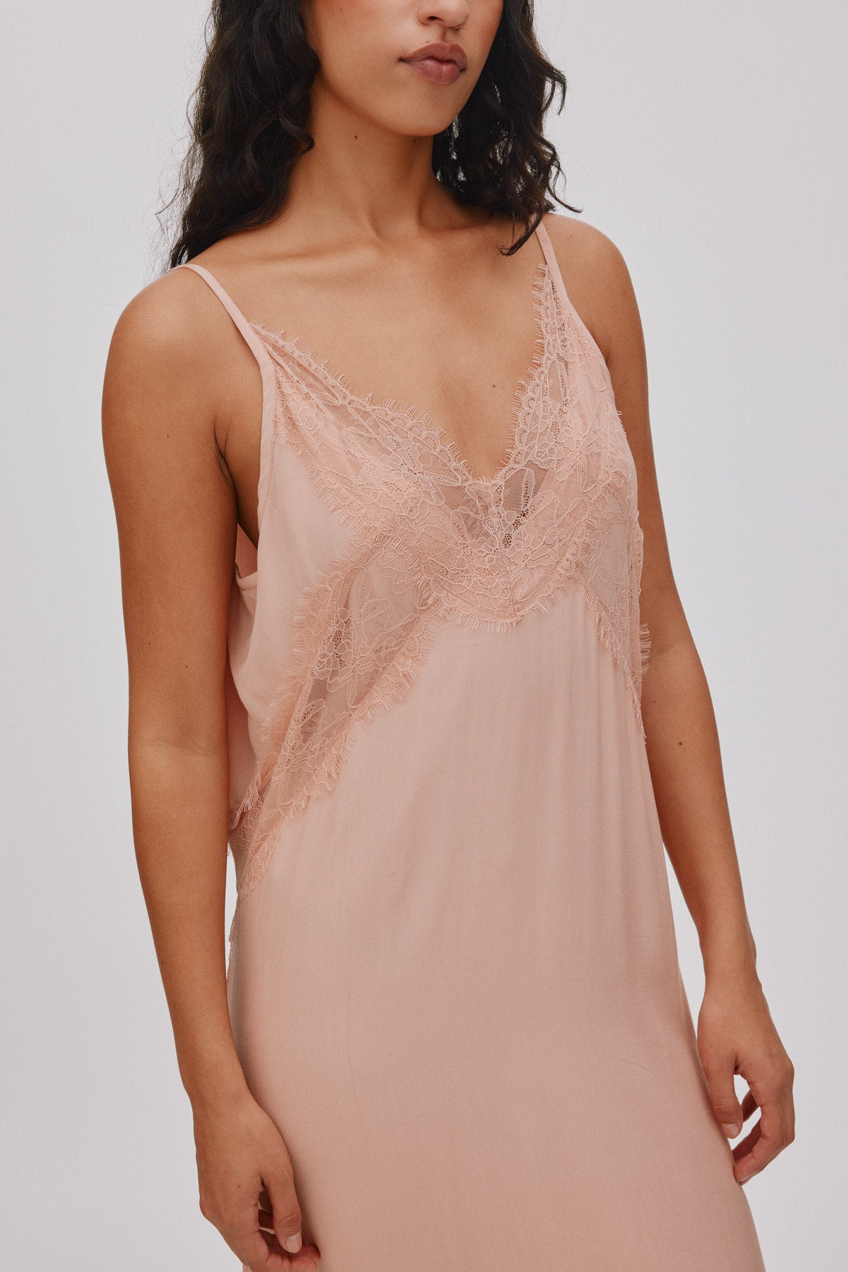 Lilou - Sheer lace panelled dress I Blush 3 - Rabens Saloner - DK