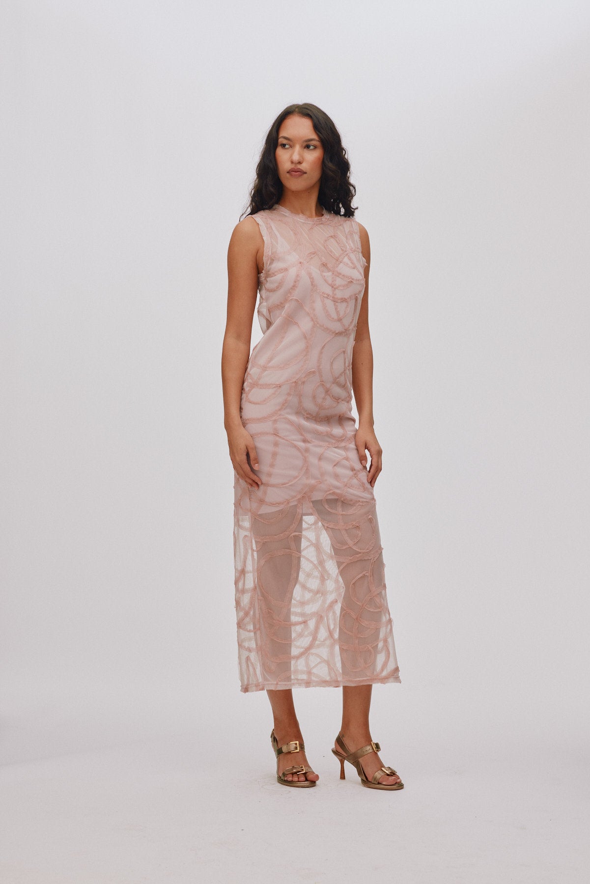 Vita - Scribble long dress I Blush 1 - Rabens Saloner - DK