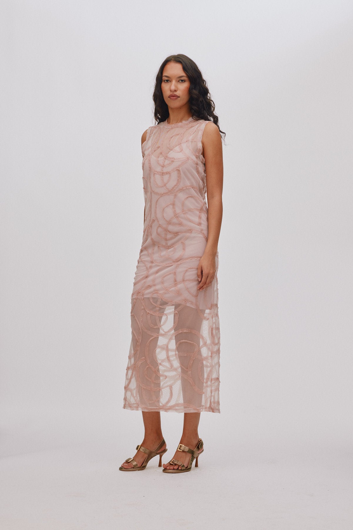 Vita - Scribble long dress I Blush 2 - Rabens Saloner - DK