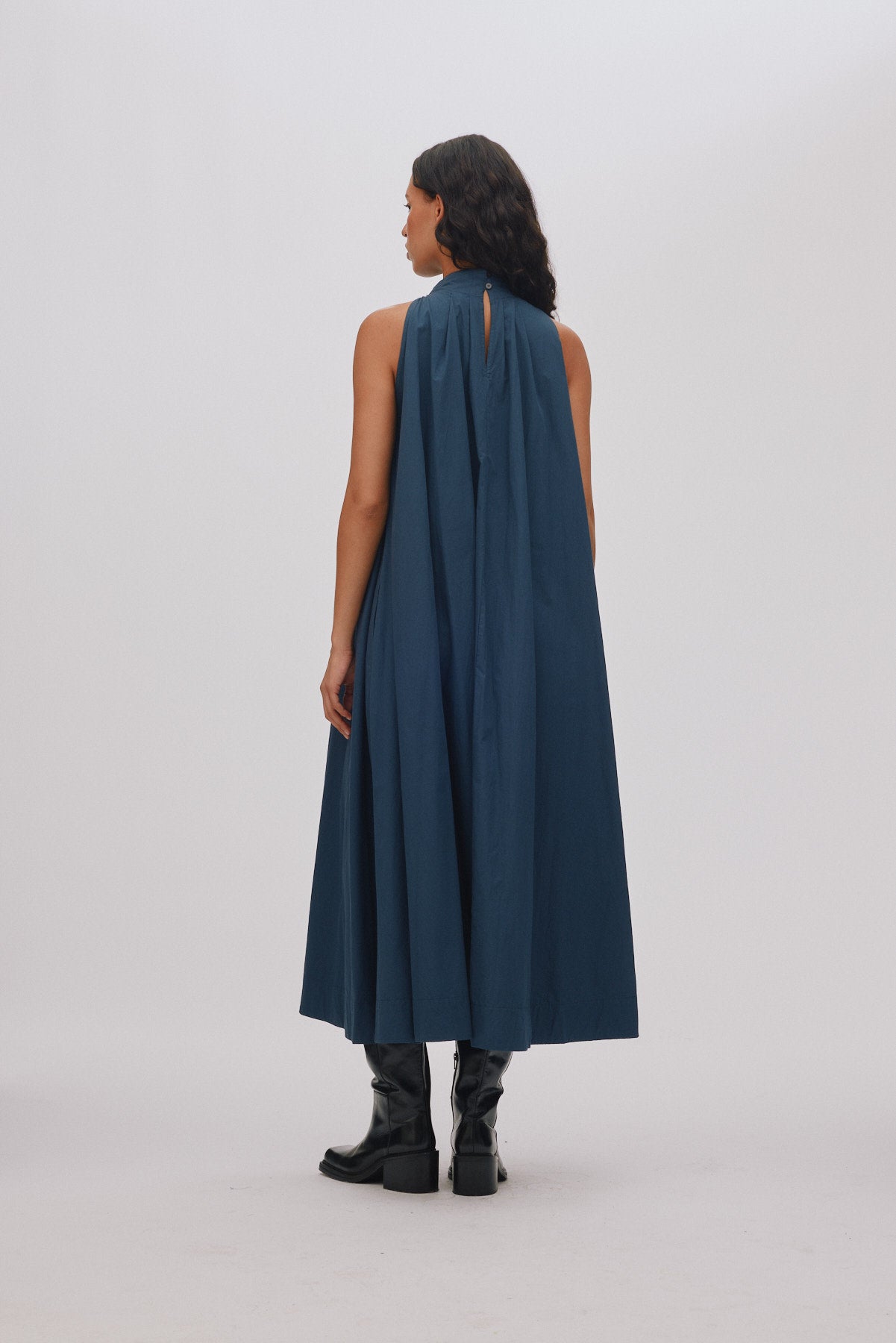 Annisa - Poplin full dress I Navy 2 - Rabens Saloner - DK