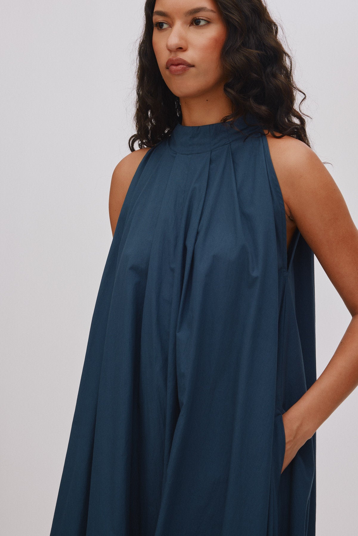 Annisa - Poplin full dress I Navy 3 - Rabens Saloner - DK