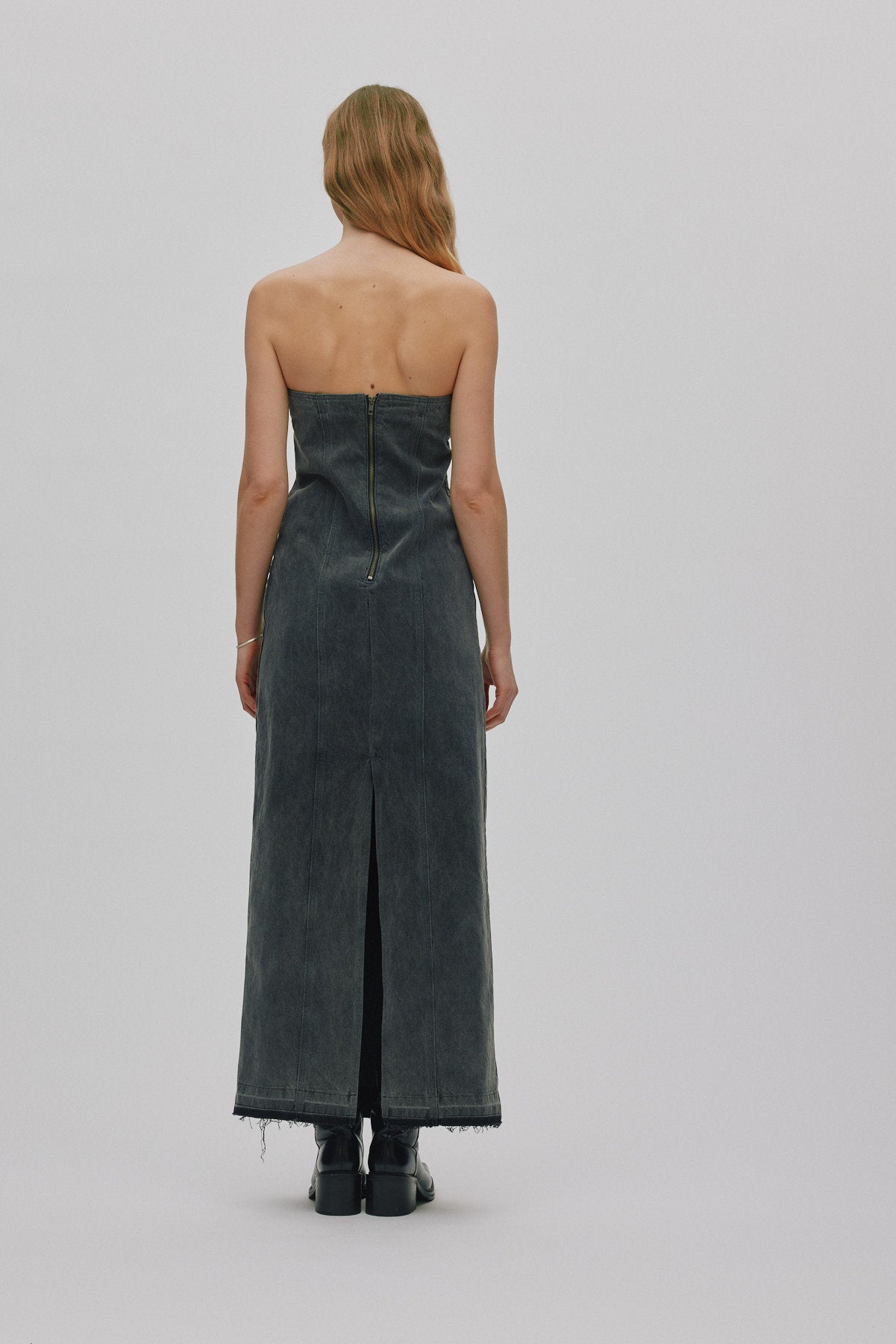 Anizette - Grey denim fitted dress I Washed grey 3 - Rabens Saloner - DK