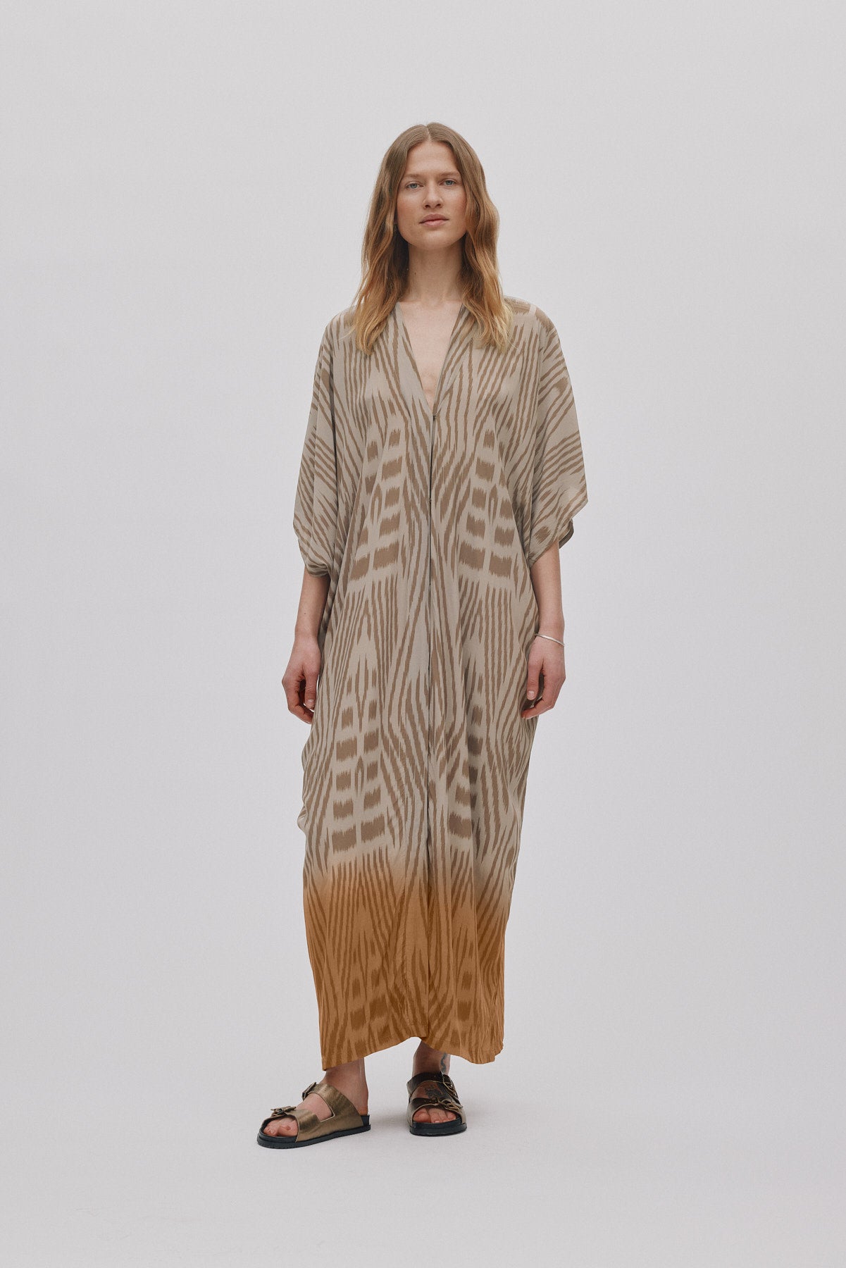 Alesandra - Ombre ikat kimono dress I Cognac combo 3 - Rabens Saloner - DK