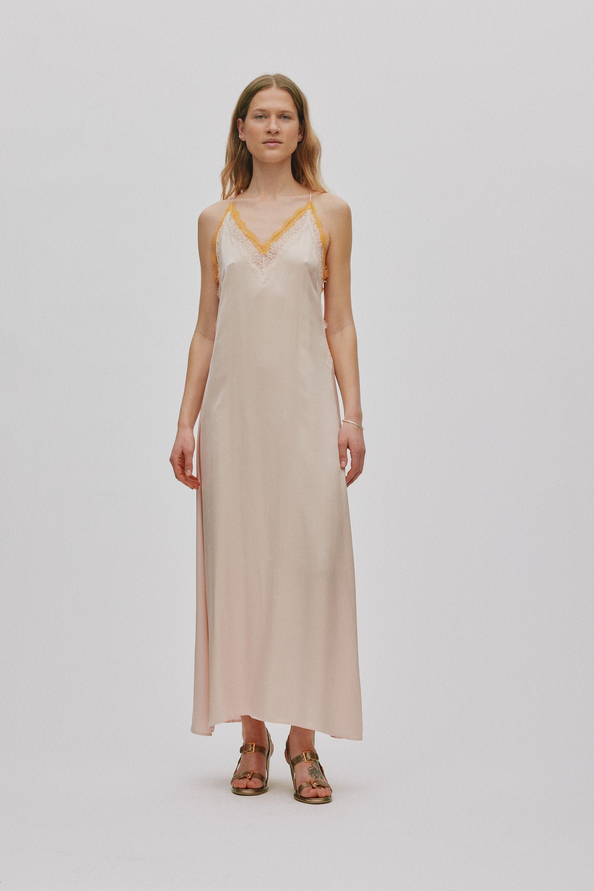 Chefira - Contrast lace camisole dress I Light rose 1 - Rabens Saloner - DK