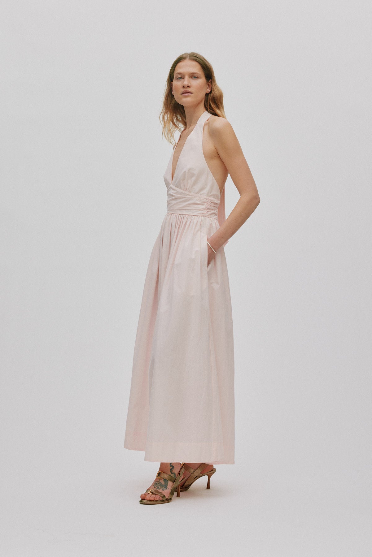 Izette - Poplin halter dress I Light rose 4 - Rabens Saloner - DK