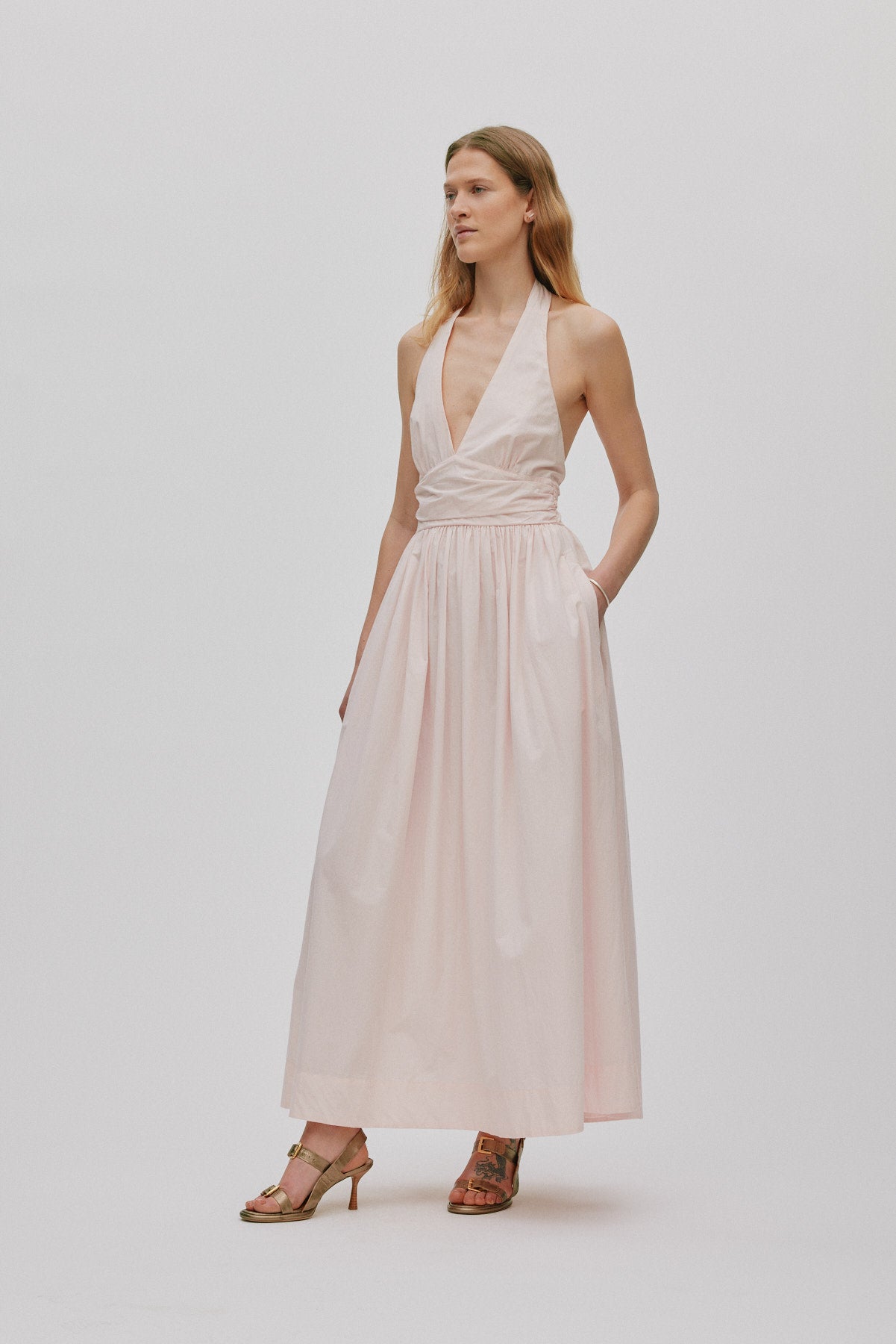Izette - Poplin halter dress I Light rose 3 - Rabens Saloner - DK