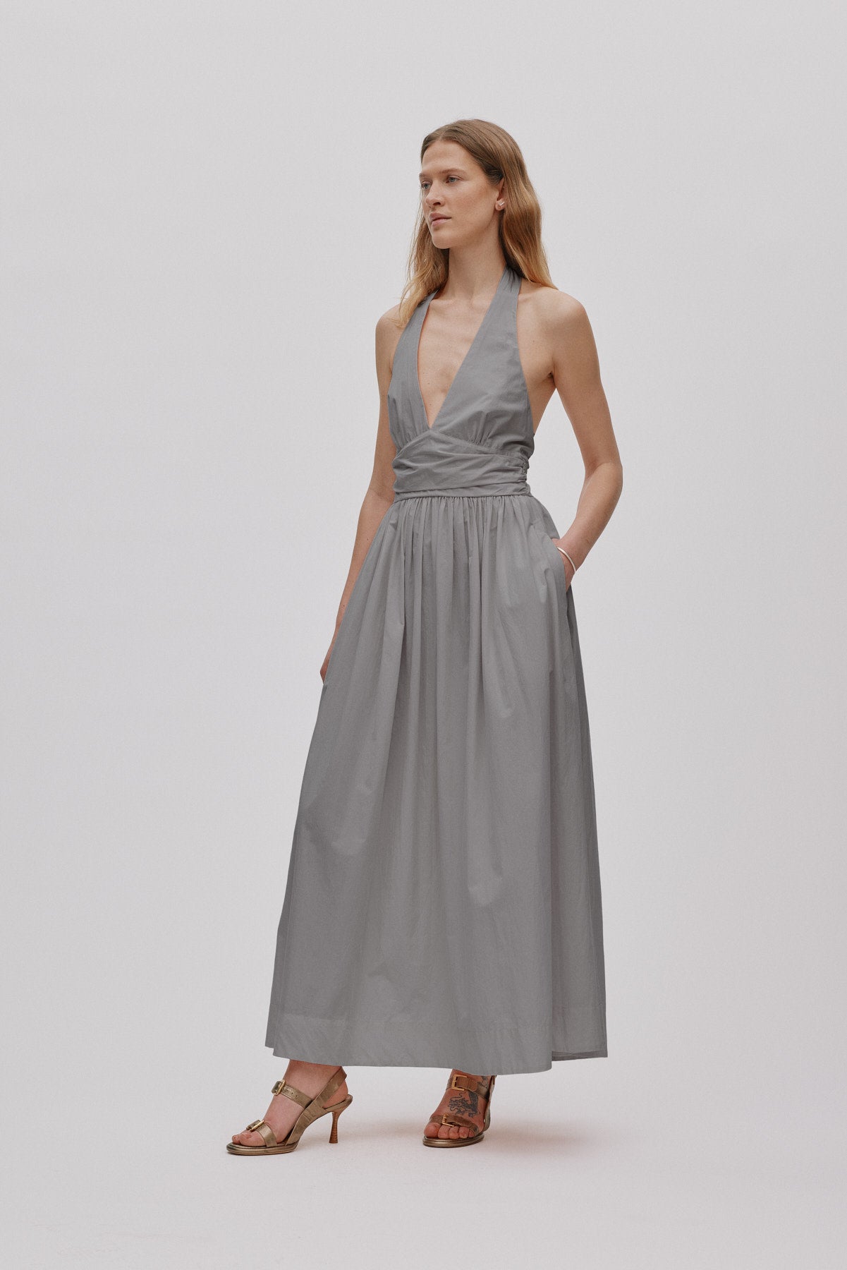 Izette - Poplin halter dress I Asphalt Asphalt XS 1 - Rabens Saloner - DK