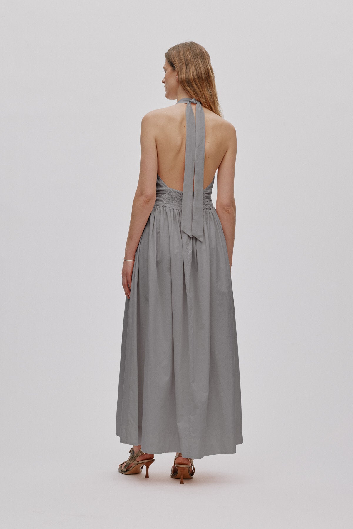 Izette - Poplin halter dress I Asphalt 2 - Rabens Saloner - DK