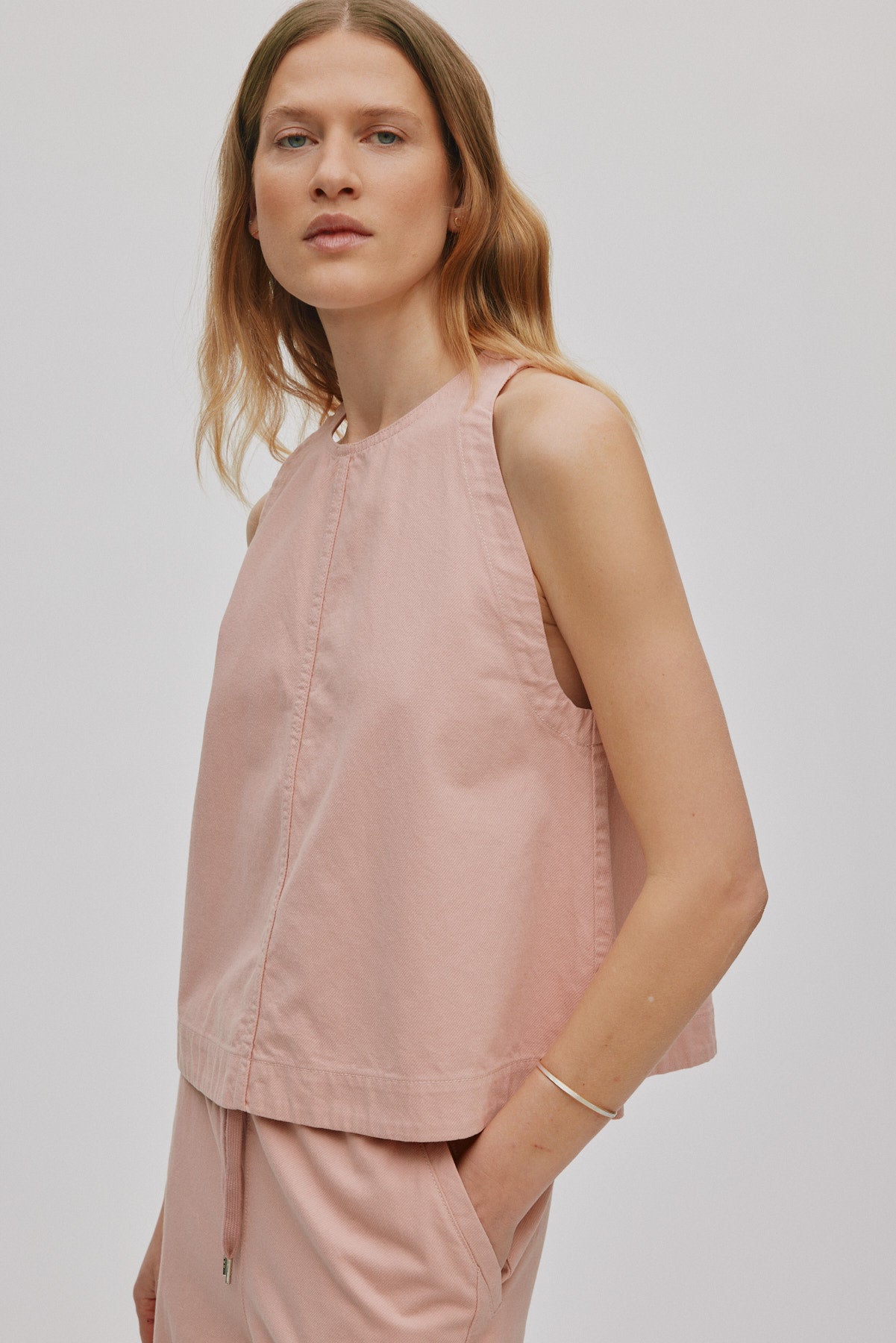 Kaley - Texture canvas halter top I Soft rose 2 - Rabens Saloner - DK