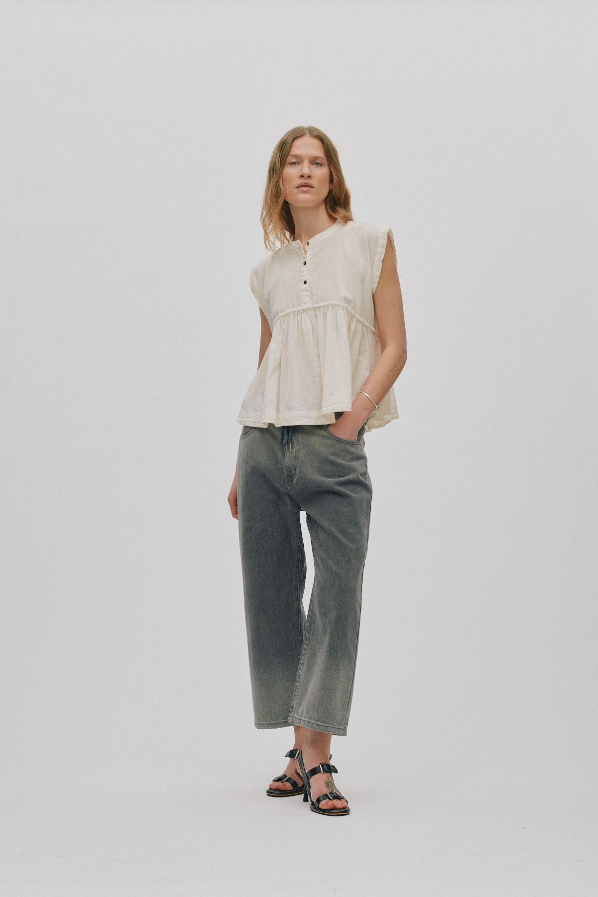 Deona - Cotton blouse I Bone 3 - Rabens Saloner - DK