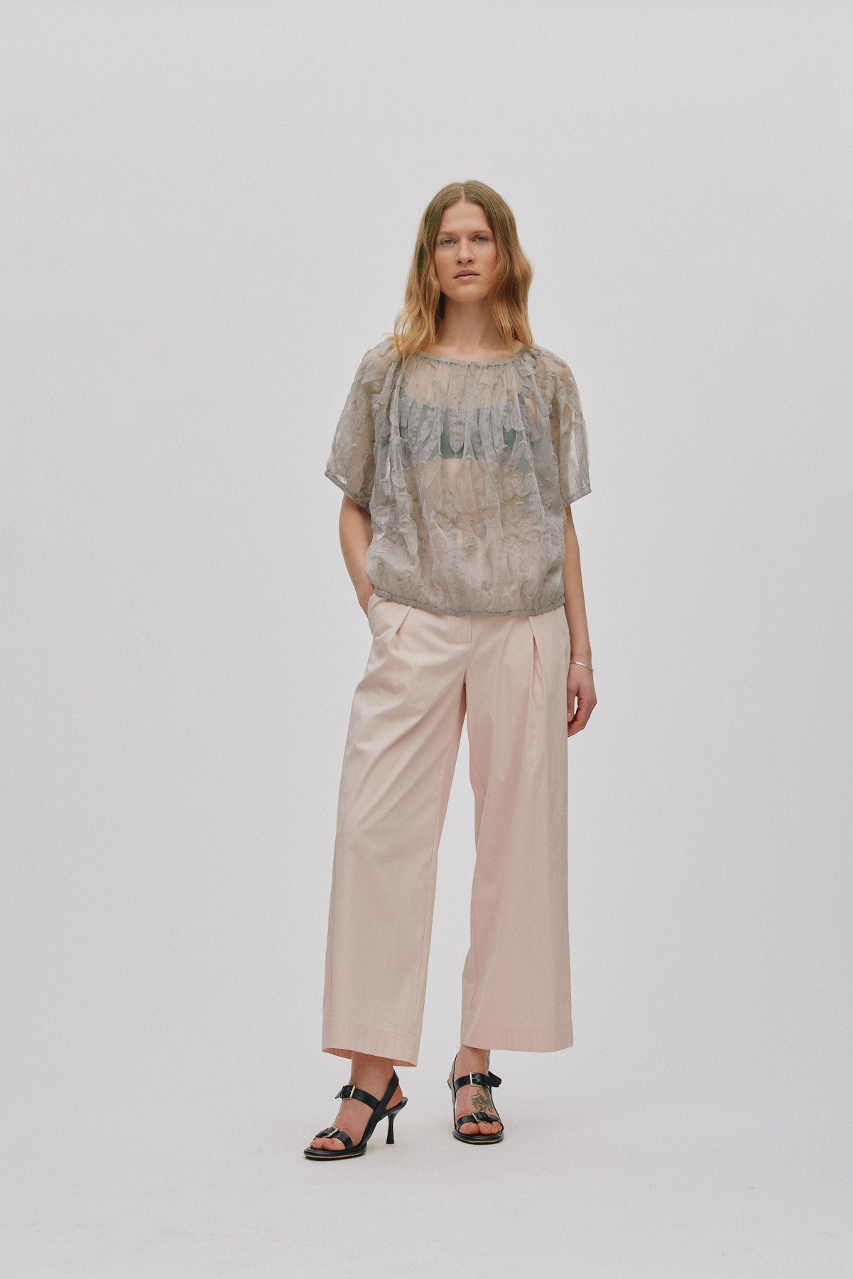 Delva - Splash netting elasticated top I Silver grey 1 - Rabens Saloner - DK