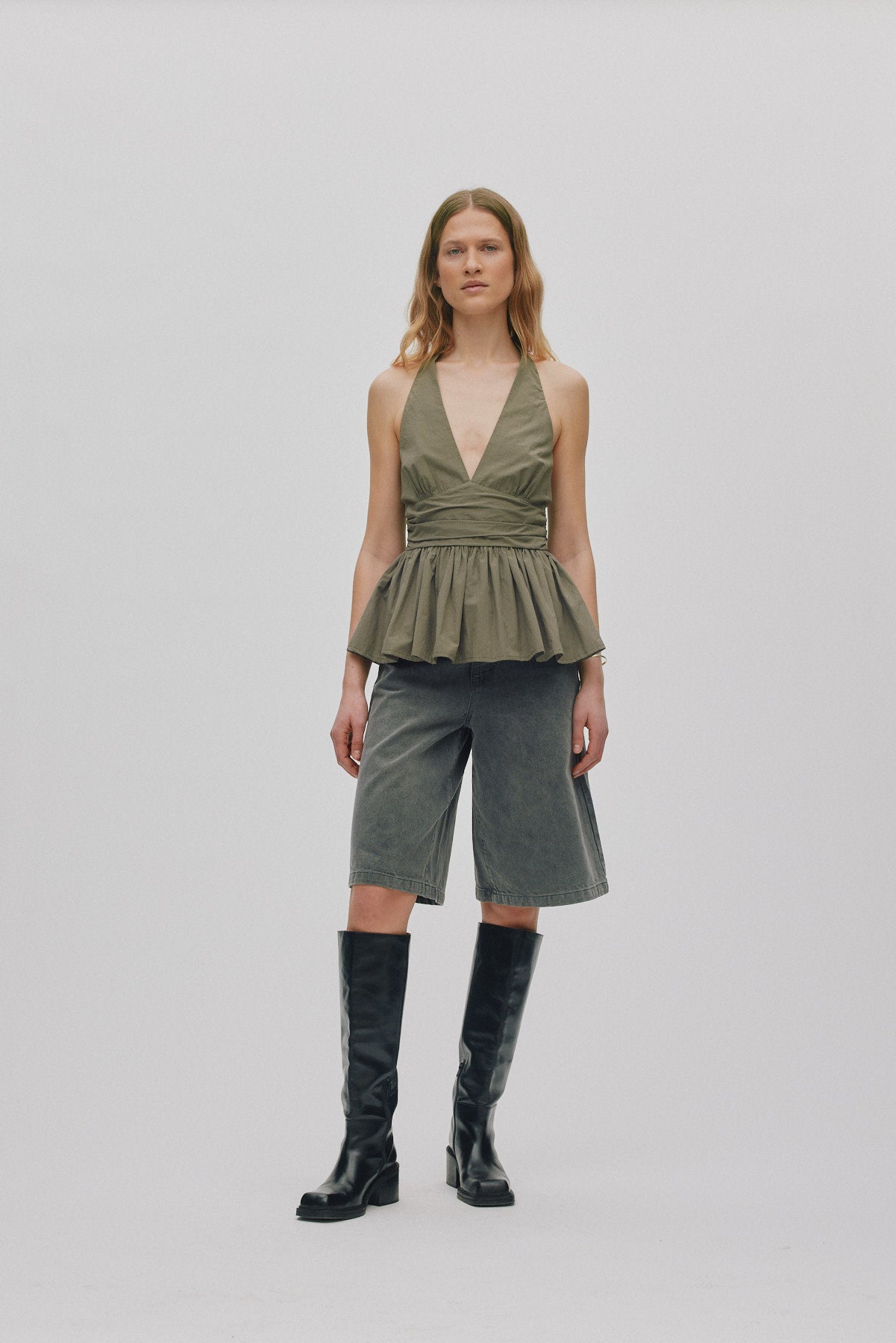 Izma - Poplin halter top I Asphalt 4 - Rabens Saloner - DK