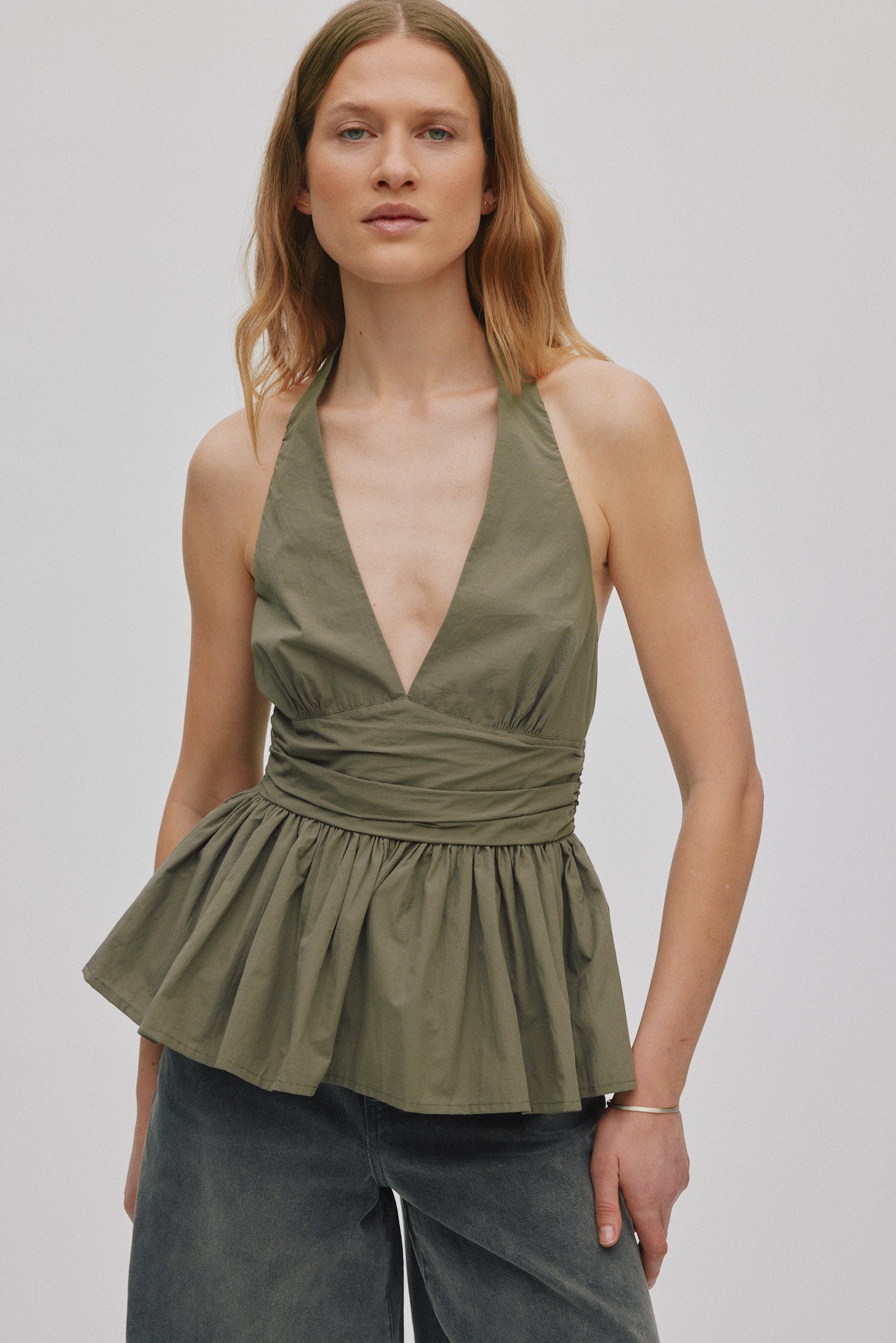 Izma - Poplin halter top I Asphalt 2 - Rabens Saloner - DK