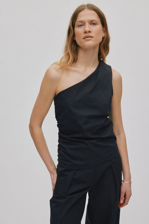 Mirha - Papery one shoulder top I Black Black XS 2 - Rabens Saloner - DK