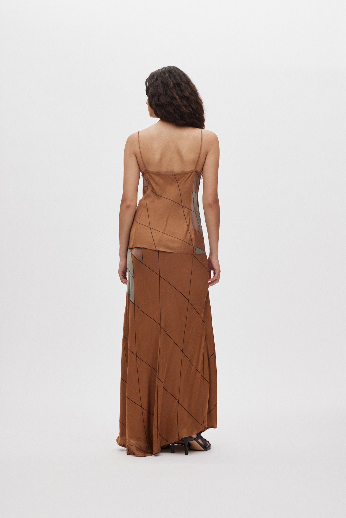 Lise - Diamond print bias camisole I Rust combo 3 - Rabens Saloner - DK