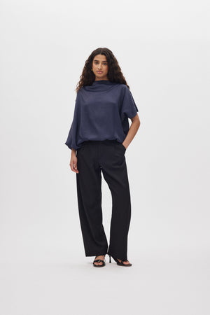 Mist - Ripple drape blouse I Dark Blue Dark Blue XS 2 - Rabens Saloner - DK