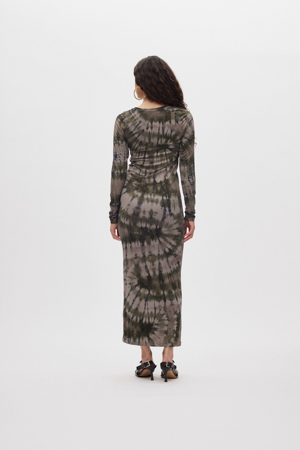 Simi - Lava long jersey dress I Grey green combo 3 - Rabens Saloner - DK
