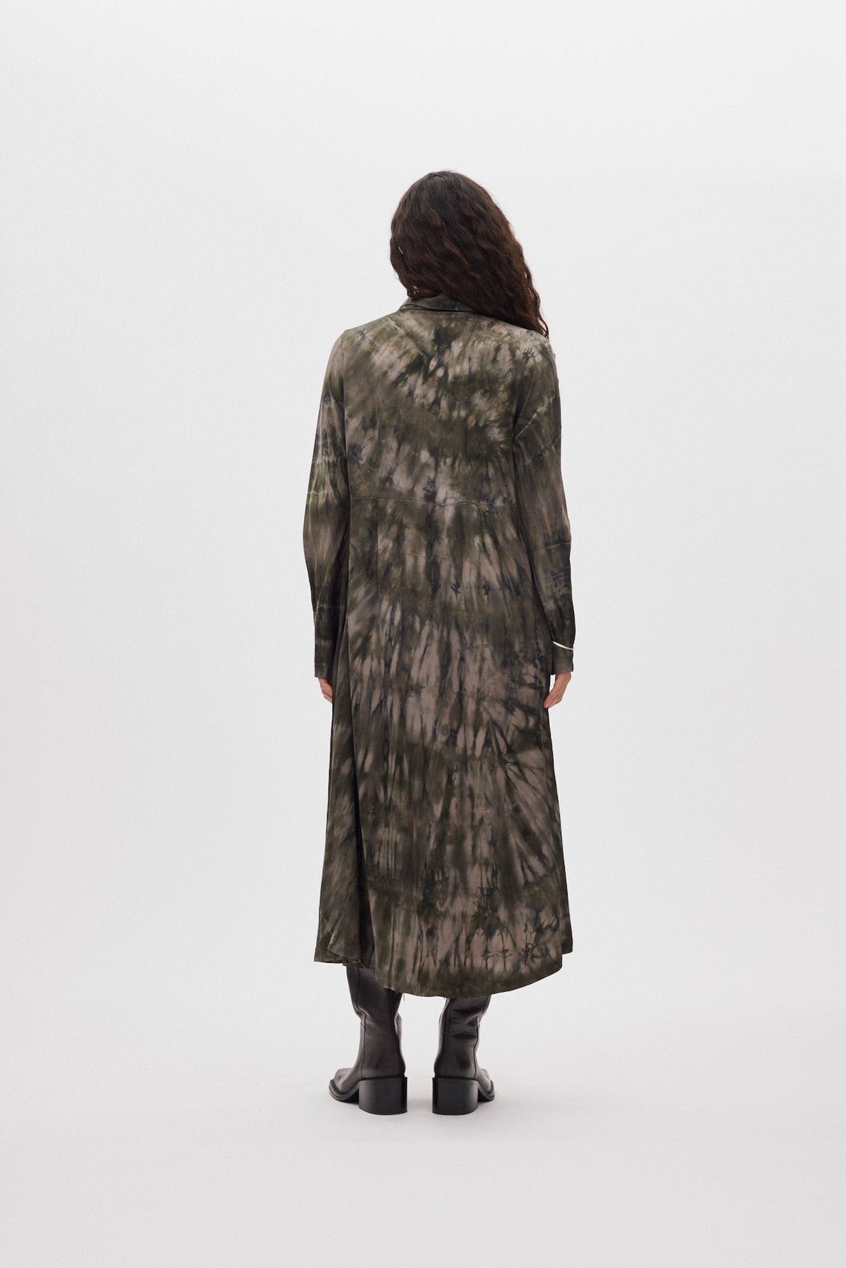 Vija - Lava button dress I Grey green combo 3 - Rabens Saloner - DK
