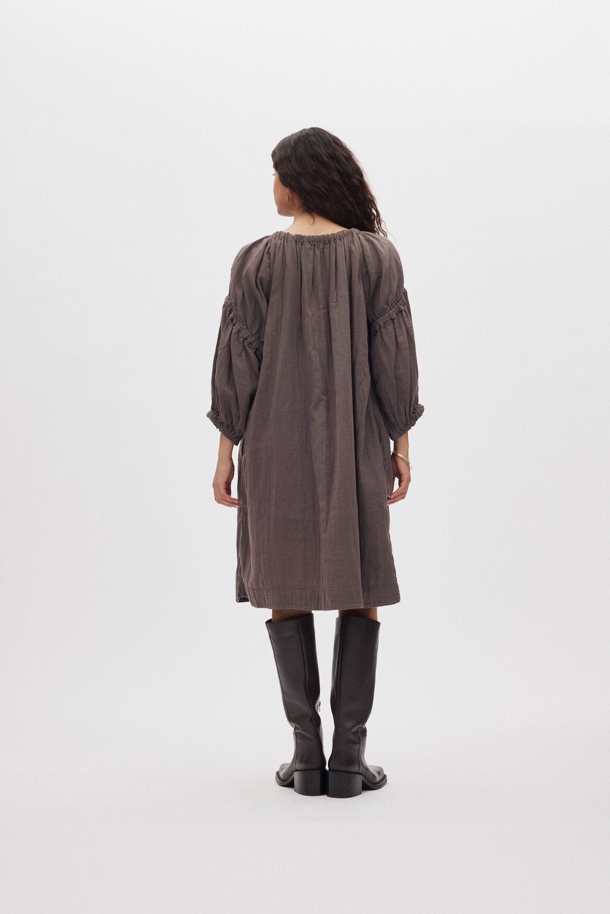 Mabel - Cotton double elasticated dress I Brown 3 - Rabens Saloner - DK