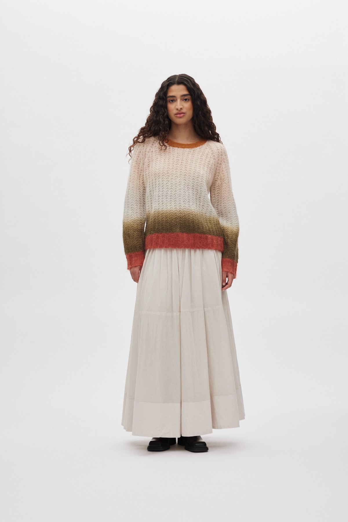 Jasmin - Faded knit boxy sweater I Rust combo 1 - Rabens Saloner - DK